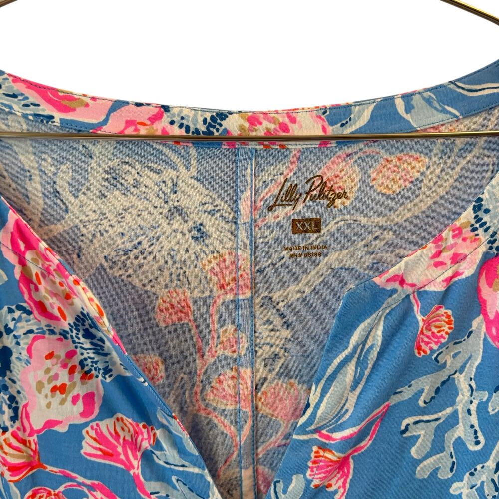 Lilly Pulitzer Women's Blue Bahamian Rhapsody T Shirt Dress, Cotton, Size XXL - Picture 5 of 9